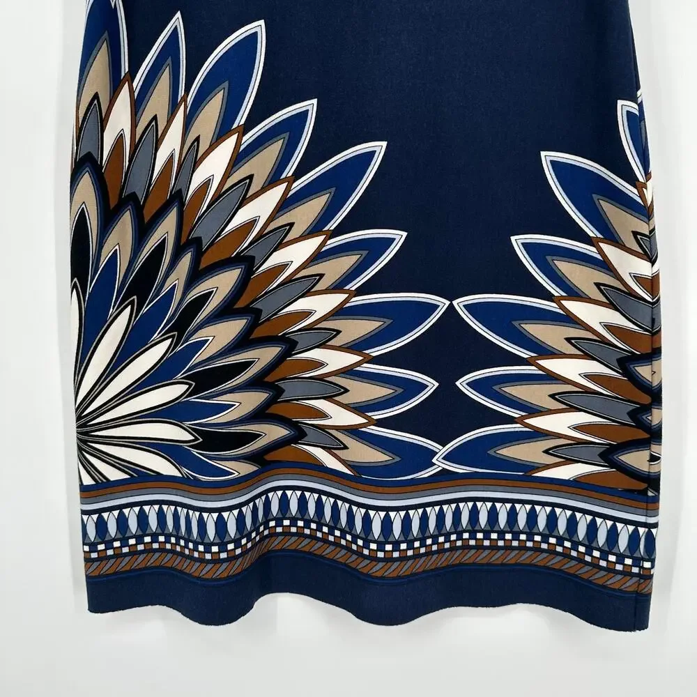 Tory Burch Navy Geometric Short-Sleeve Mini Dress